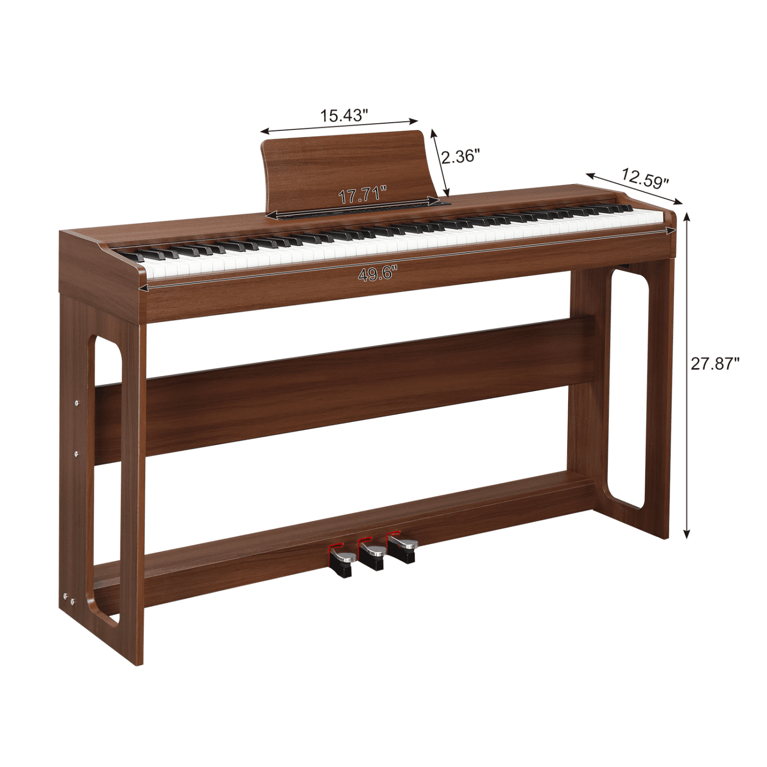 Hassch Digital Piano, 88 Key Full Weighted Electric Keyboard with Furniture Stand, Power Adapter, Triple Pedals and Headphone, Black & Walnut
