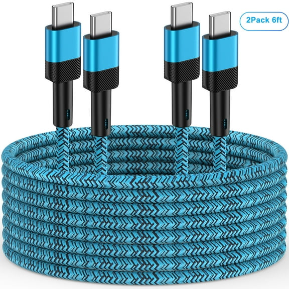 Zacenei 2pcs USB C Cable,Nylon Braided USB C to USB C Cable 6ft 3A High Speed Type C Charger Fast Charging Cable USB C Charger Cable 6ft Compatible for iPhone 16 15 Android Phone Charger Cord Type C