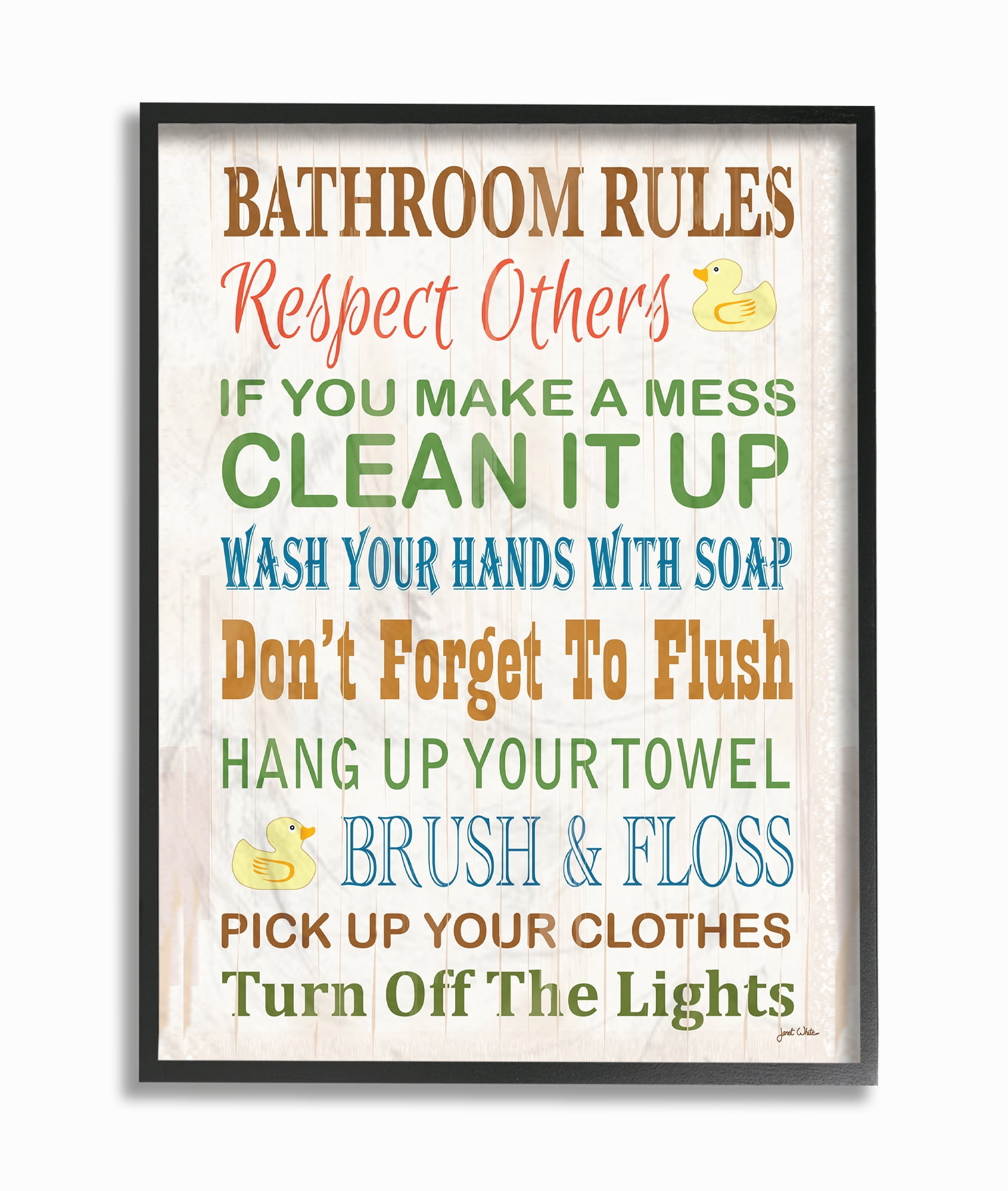 The Stupell Home Decor Collection Bathroom Rules Typography Rubber