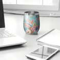 thumbnail image 3 of 12oz Stemless Wine Tumblers Green Pioneer Flower and Leaf Vacuum Insulated Stainless Steel Travel Tumbler Cups Mug with Lid and Straw for Champaign,Cocktail,Beer with Cleaning Brush, 3 of 5