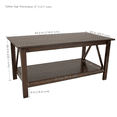 thumbnail image 3 of Sunnydaze Indoor Solid Pine Coffee Table with Storage Shelf - Dark Brown - 43.5", 3 of 10