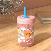 Zak Designs Capri Tumbler, Soft Straw Tumbler for Toddlers, 12oz, Leak-Proof, Easy to Hold, Sunshine and Rainbows