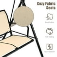 thumbnail image 4 of Spaco 3 Seats Outdoor Patio Steel Hanging Swing Loveseat with Canopy for Garden, Balcony, Poolside, Brown, 4 of 13
