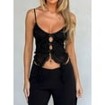 thumbnail image 3 of Women Lace Camisoles Ruffles Spaghetti Straps Sleeveless Backless Tank Tops Summer Vests Streetwear, 3 of 7