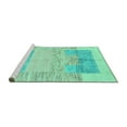 thumbnail image 2 of Ahgly Company Machine Washable Indoor Square Abstract Turquoise Blue Modern Area Rugs, 7' Square, 2 of 4