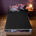 thumbnail image 4 of Homewish Japanese Style Zipper Full Size Comforter Sets with Fitted Sheet and 2 Pillowcases, Moon Tree Mountain Waterfall Zipper Bedding Set, Black Reversible, 4 of 7