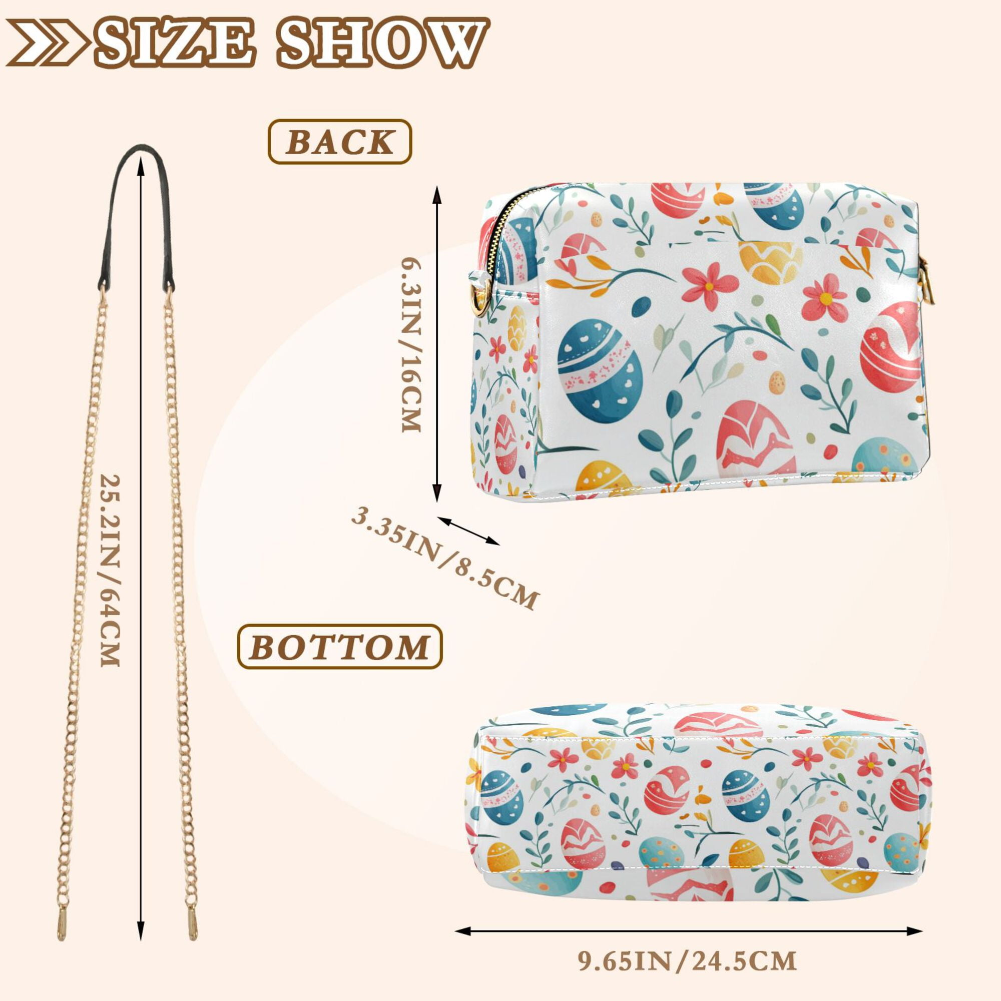 FORMRS Women Crossbody Purse with Chain Strap Vegan Leather Shoulder Handbag, Cute Easter Eggs