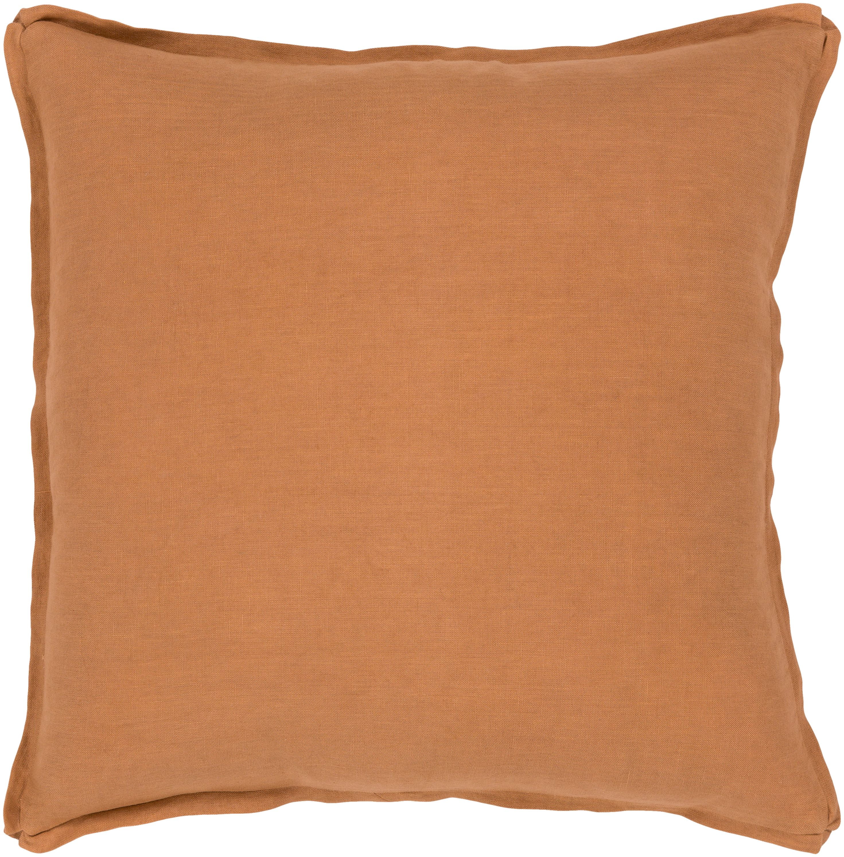 18" Burnt Orange Solid Flange Finish Square Throw Pillow Poly Filled