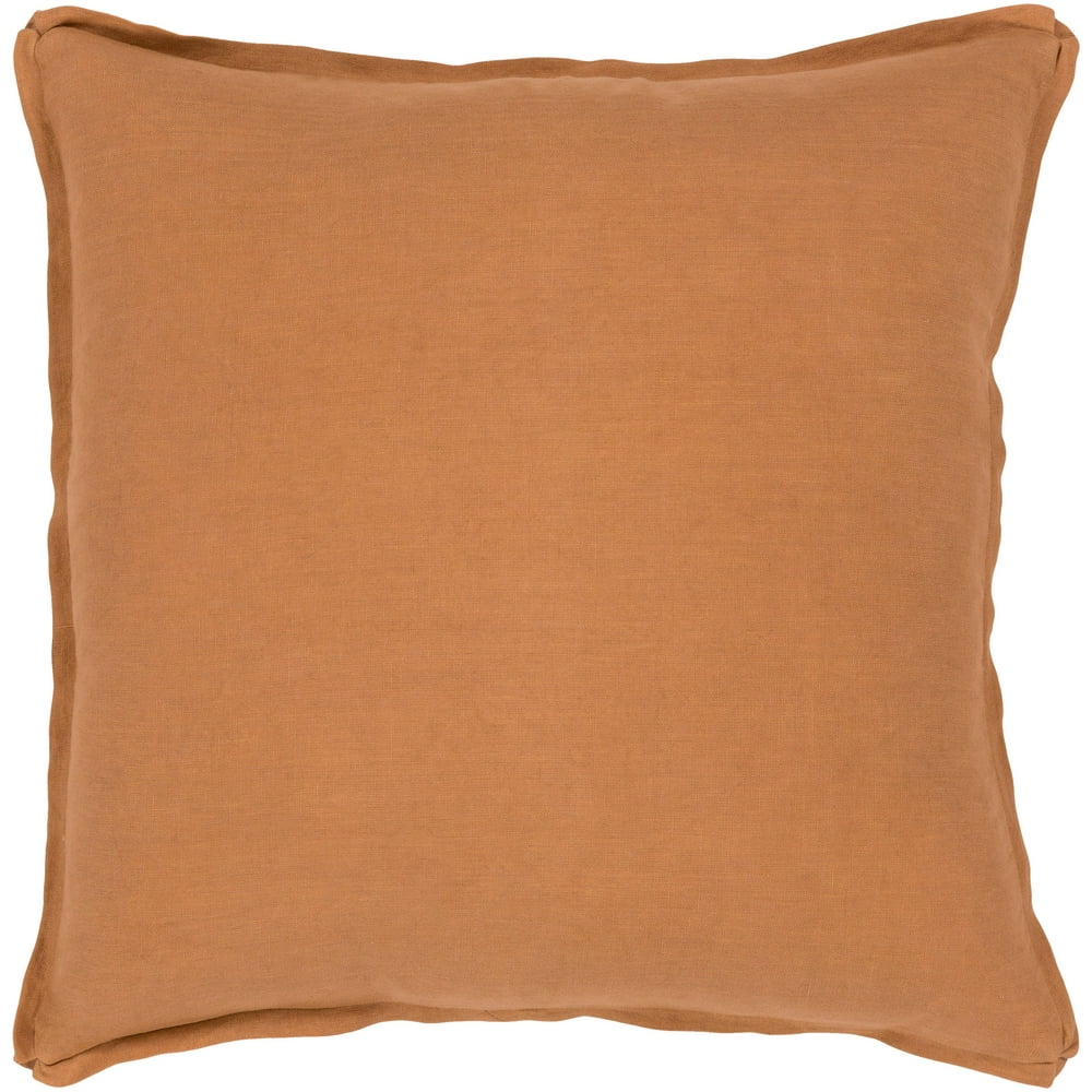 18" Burnt Orange Solid Flange Finish Square Throw Pillow