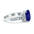 thumbnail image 2 of Emerald Cut Celtic Engagement Ring Blue Sapphire CZ 925 Sterling Silver Size 10, 2 of 7
