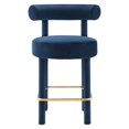 thumbnail image 6 of Counter Stool Chair, Set of 2, Midnight Blue, Velvet, Bar Pub Cafe Bistro Dining Kitchen Hospitality Restaurant, Modern Contemporary Boutique HB36132, 6 of 11