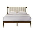 thumbnail image 2 of Omax Decor Ella Wooden Queen size Platform Bed in Walnut and Beige, 2 of 8