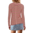 thumbnail image 5 of Jinhomg Womens Striped Shirt Slim Fit Comfy Long Sleeve Turtle Neck Tops Lightweight Casual Spring Pullover Ladies Trendy Outfit Beige M, 5 of 10