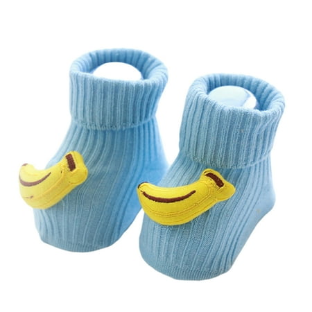 

Autumn and Winter Baby Floor Socks Dispensing Anti-slip Baby Cotton Socks Comfortable Toddlers Footwear - Blue Banana (Size M Suit for 1-3 Years Old)