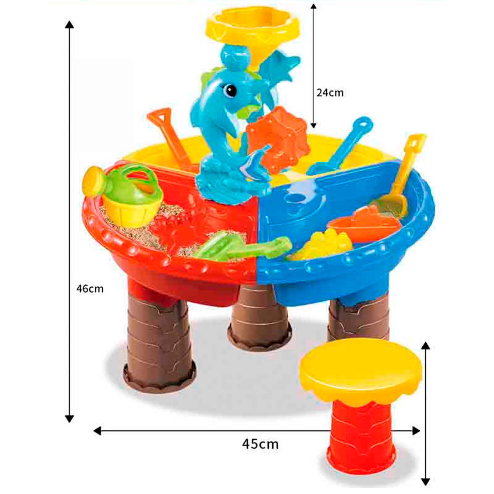 Matoen Kids Sand and Water Table, Toddlers Beach Sand Water Table Toys with Water Wheel, Bucket, Shovel etc. Outdoor Water Play Activity Summer Toy