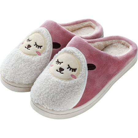 

PIKADINGNIS Women s Slippers Cute Sheep Slippers Cartoon Animal Slippers Winter Slippers Warm Home Slippers Furry Slippers