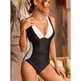 thumbnail image 1 of Charmo Ruffled V Neck One Piece Swimwear for Womens Tummy Control High Cut Bath Suit, 1 of 6
