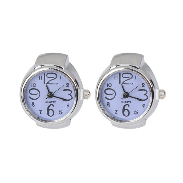 2 relojes de cuarzo para usar con los dedos, relojes de anillo creativos, mini accesorios de visualización de tiempo para mujeres y hombres.