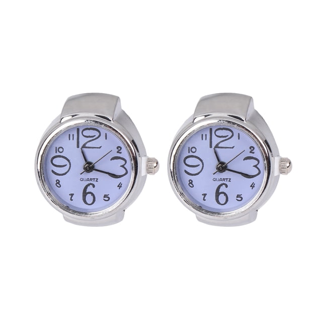 2 relojes de cuarzo para dedos, relojes creativos con anillo, mini accesorios de visualización de tiempo para mujeres y hombres