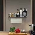 thumbnail image 5 of Especiero montado en la pared, sin taladrar, estante para especias colgante con portarrollos de cocina y 4 ganchos extraíbles, 35 cm, negro..., 5 of 5