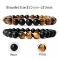 thumbnail image 2 of K-KED 2PCS Natural Stone Tiger Eye Matte Onyx Prayer Beads Men Women Elastic Bracelets, 2 of 9