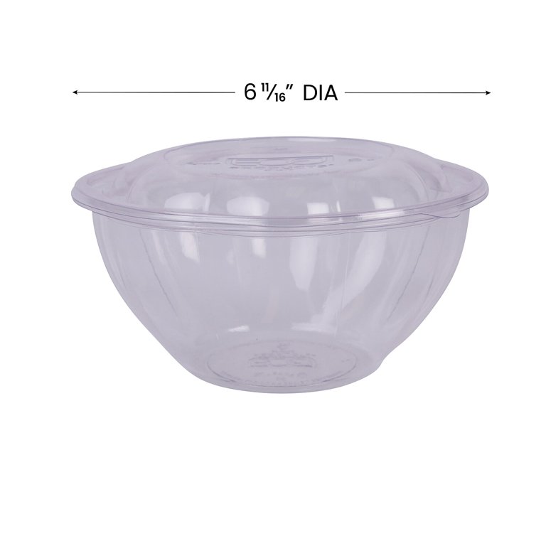 Eco-Products EP-SB32 32 oz. Clear Compostable Plastic Salad Bowl with Lid -  150/Case