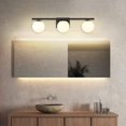 thumbnail image 4 of New Bathroom Vanity Light Fixtures 3 Lights Brushed Black Milk White Globe Glass Shade Modern Wall Bar Sconce Over Mirror (Exclude G9 Bulb), 4 of 4