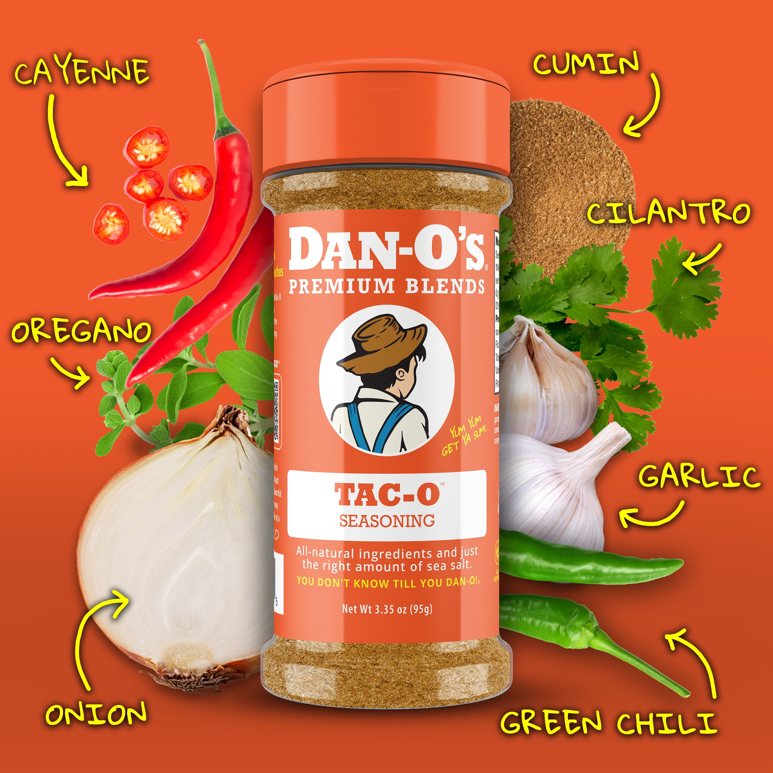 (8 pack) Dan-O's Tac-O™ Seasoning - All-Purpose Taco Seasoning - 3.35 oz Bottle
