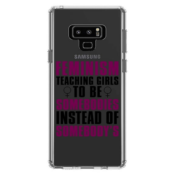 DistinctInk Clear Shockproof Hybrid Case for Samsung Galaxy Note 9 - TPU Bumper Acrylic Back Tempered Glass Screen Protector - Feminism - Somebodies vs Somebody's