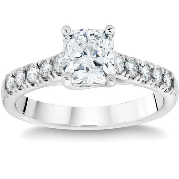 Pompeii 1 1/2 Ct Cushion Diamond Engagement Ring 14k White Gold Lab Grown (GH,VS2-SI1)