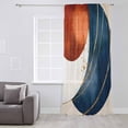 thumbnail image 3 of Navy Blue Burnt Orange Semi Sheer Curtains Drapes for Living Room, Bedroom, French Doors Window 72 Inches Long, Modern Boho Art Geometric Rod Pocket Chiffon Curtain Drapery Voile Draperies Panel, 3 of 6
