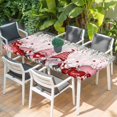 thumbnail image 2 of Valentine's Gnomes Table Cloths for 3 Foot Rectangle Tables, Weeping Eucalyptus Pink Red Love Heart Patio Waterproof Elastic Fitted Tablecloths, Washable Rectangular Table Cover for Camping, 2 of 8
