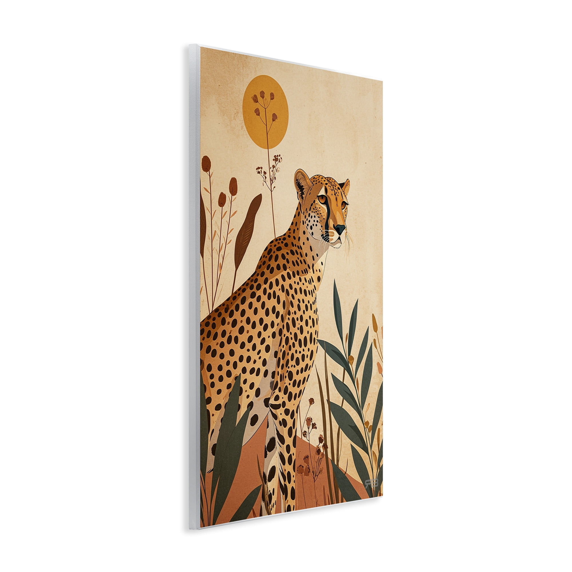 Stupell Industries Cheetah & Boho Plants Animals & Insects Painting Unframed Art Print Wall Art, 13 x 19