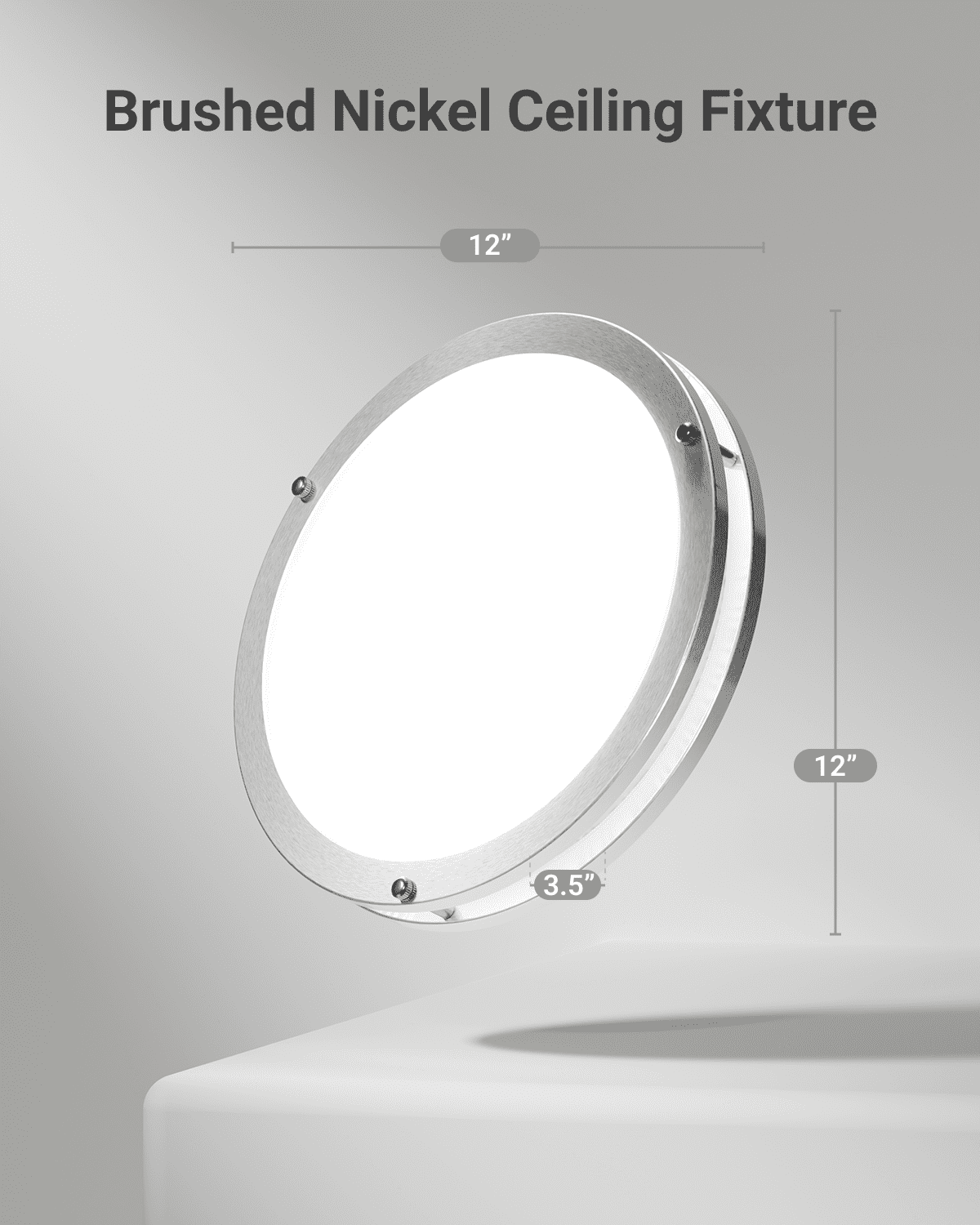 Sunco 12 Inch LED Ceiling Mount Light Fixture, Close to Ceiling Round Flat Light, 18W, 1300 LM, Selectable CCT 2700K/3000K/4000K/5000K/6000K, Nickel Coated, Dimmable, Hardwired ETL 2 Pack