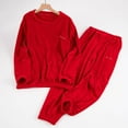 thumbnail image 2 of Women Pajama Sets Red Summer Pajamas for Women Set Women's Winter and Autumn Thickened Fleece and Coral Fleece Warm Up Set Two Piece Set for Students Suitable for Home Wear and Can Be Worn Outside., 2 of 7