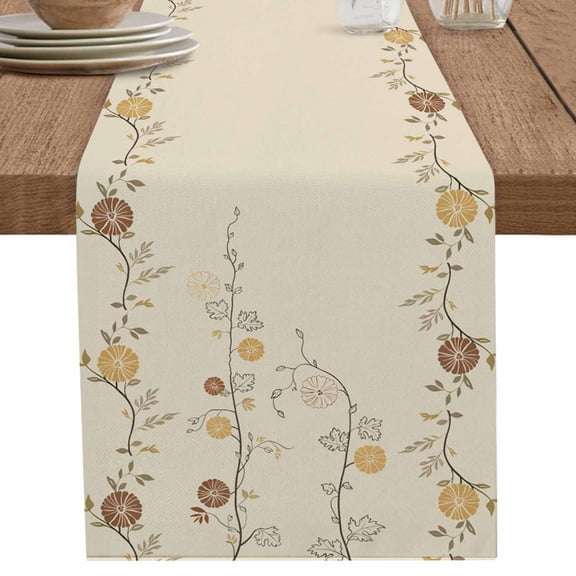 nqOlkjepod Retro Spring Floral Table Runner 90 Inches Long Farmhouse Dress Scarves, Farmhouse Botanical Flowers Dining Tablerunner for Coffee Table/Kitchen Island/Party Décor, 13" x 90"
