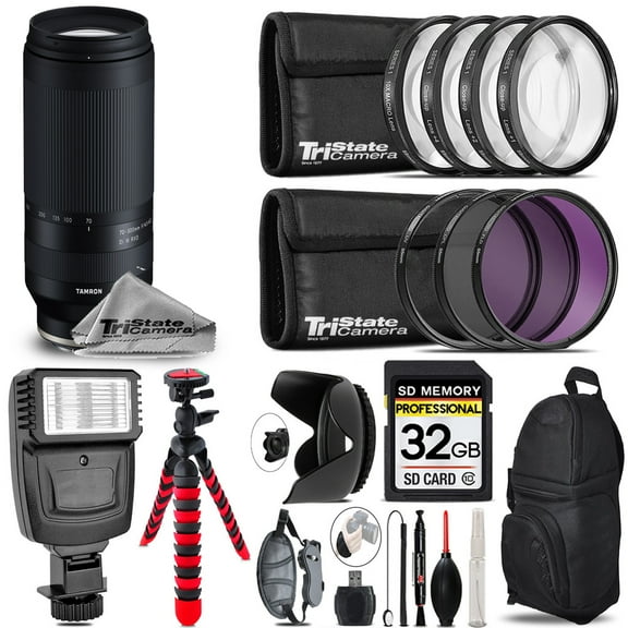 Tamron 70-300mm f/4.5-6.3 Di III RXD Lens for Sony E   Flash    Tripod & More - 32GB Accessory Kit (International Version)
