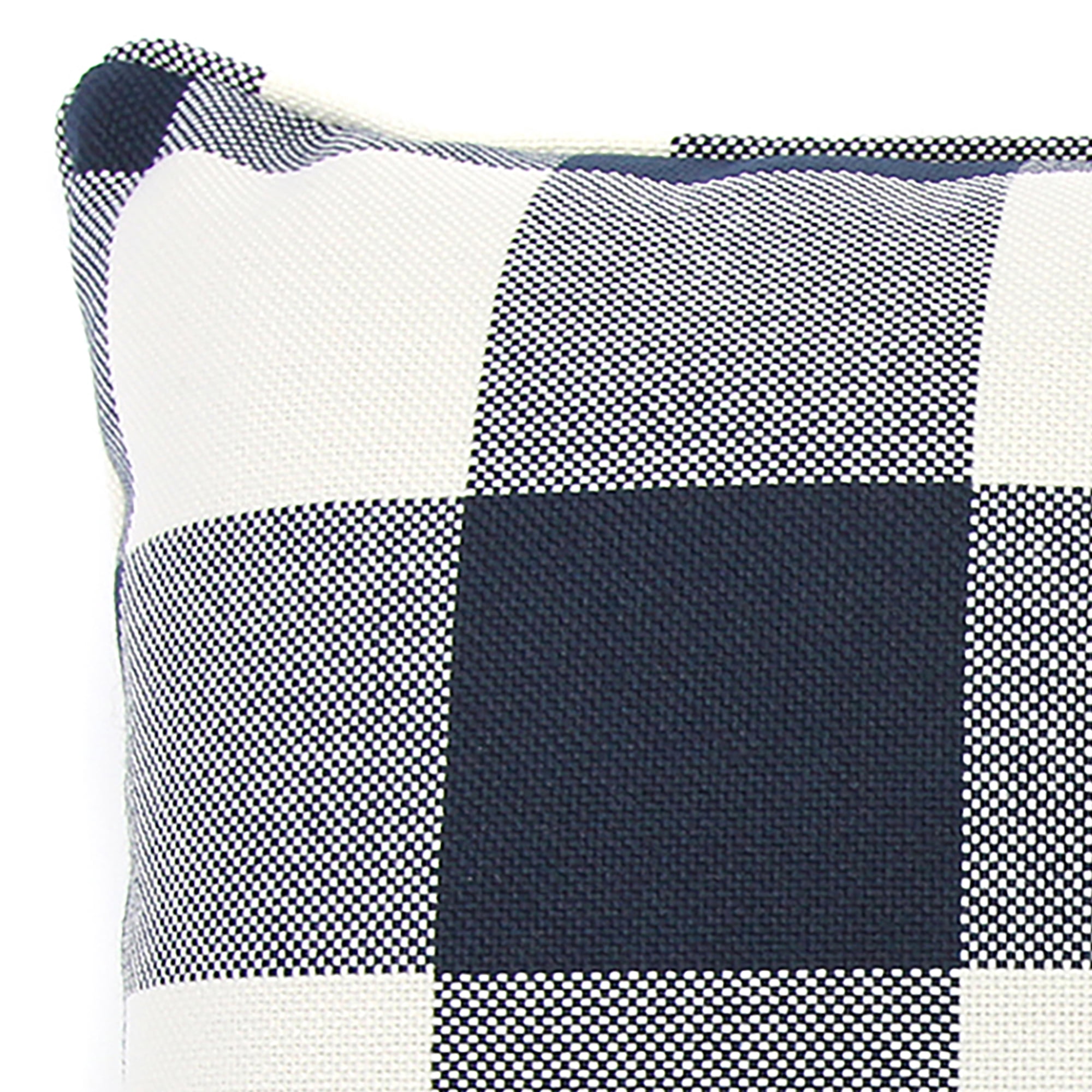 Jordan Manufacturing 20" x 15" Navy and Cream Buffalo Check Rectangular Decorative Lumbar Throw Pillow with Welt
