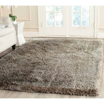 SAFAVIEH Evangeline Solid South Beach Polyester Shag Area Rug, Silver, 5' x 8'