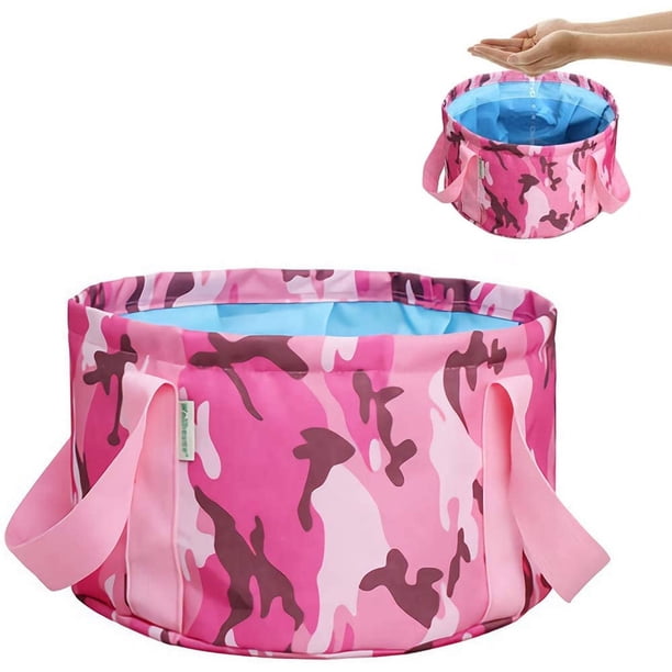 1 lavabo plegable rosa de 15 litros, cubo de viaje, lavabo portátil plegable, lavabo plegable portátil a prueba de fugas, adecuado para viajes, senderismo, pesca, paseos en bote, lavado de autos, spa para pies Sailing Electrónica