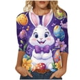 thumbnail image 2 of VKOYWKM Easter Shirts for Women Cute Bunny Rabbit Eggs Graphic Tees Casual 3/4 Length Sleeve Women Tops Loose Fit Crew Neck Easter Tshirts, 2 of 5