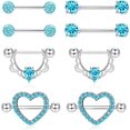 thumbnail image 1 of 4 pares de anillos de pezón de acero inoxidable de 14G para mujer, Piercings para pezón, anillo para lengua y corazón, Piercing para el cuerpo, joyería JAMW Sencillez, 1 of 5