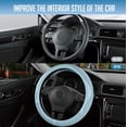 thumbnail image 6 of Steering Wheel Cover, Light Blue Patterned Leather Patchwork Design, Universal Fit 14.5"–15.5", Anti-Slip, Odor-Free, Soft PU Grain Leather, Durable Grip Car Accessory for Girls & Women, 6 of 16