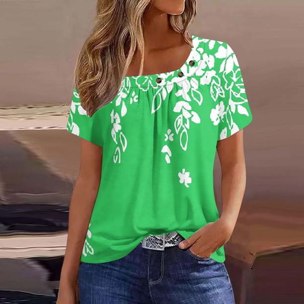 Fiudx Ofertas de La Semana Camiseta Plisada de Manga Corta para Mujer
