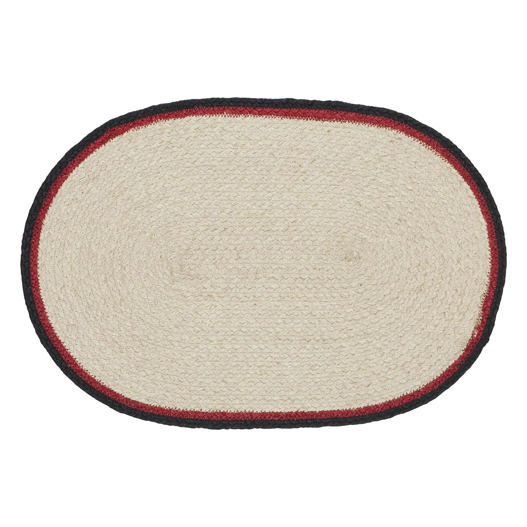 VHC Brands Jolly Ole Santa Farmhouse 20"x30" Merry Christmas to All Accent Rug Red Stenciled Textured Jute Graphic/Print Oval Holiday Decor