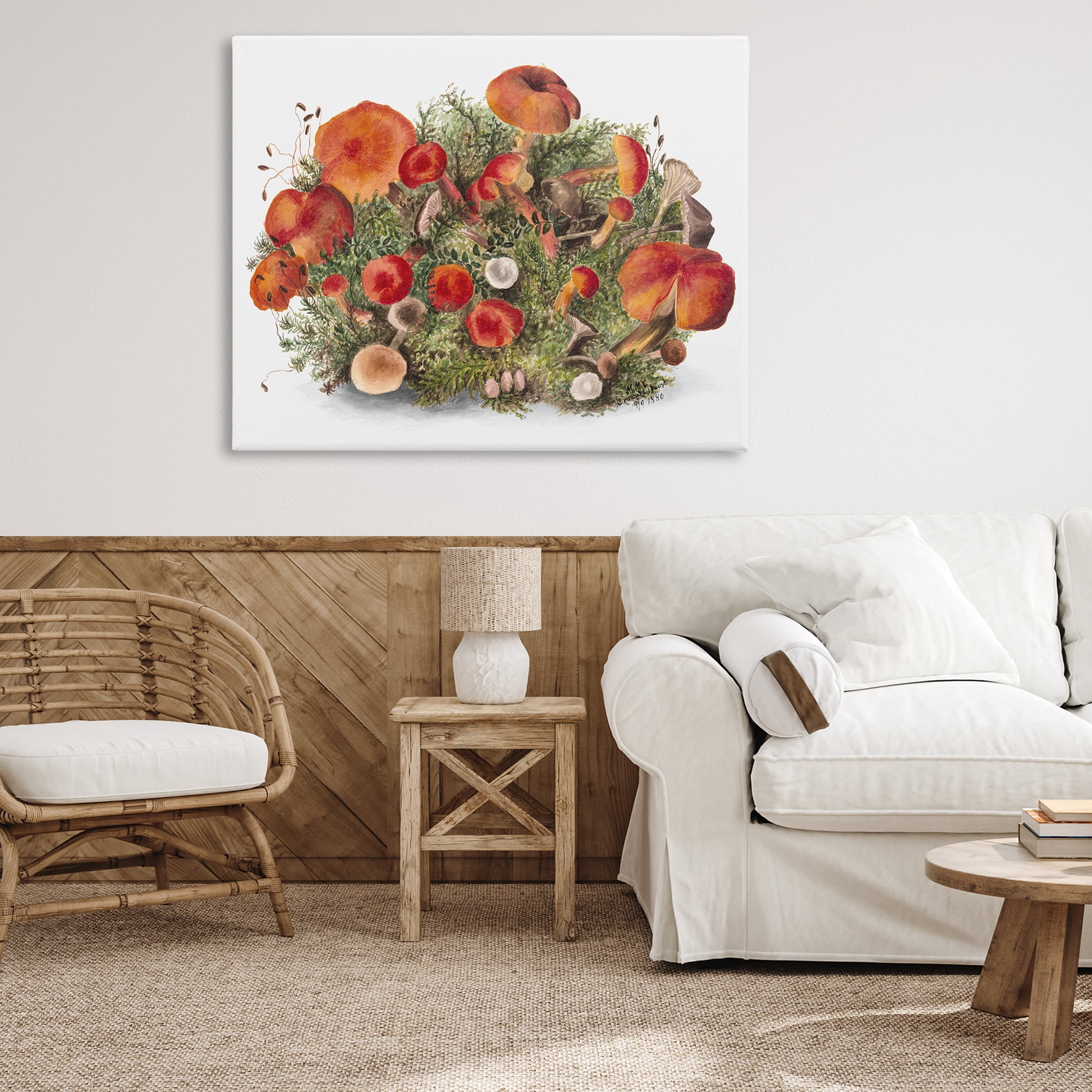 Stupell Industries Rustic Cottage Mushrooms Botanical & Floral Painting Gallery Wrapped Canvas Art Print Wall Art, 48 x 36