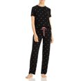 thumbnail image 1 of Aqua Ensemble Pyjama Imprimé Coeur pour Femme Noir, X-Small, 1 of 2