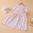 thumbnail image 5 of Amidoa Girls Summer Dresses A-Line Floral Print Puff Sleeve Short Sleeve Dresses Kids Cotton Print Casual Sundress White Size 10, 5 of 5