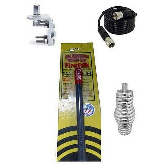 NEW FIRESTIK  KW5 B 5FT BLACK CB ANTENNA, 18FT COAX, MOUNT & BARREL SPRING