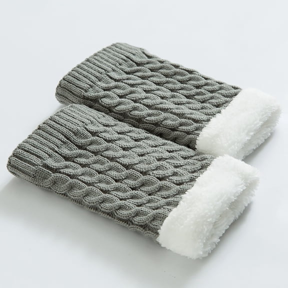 Knitted Thickened Wool Knee Leg Warmers Boots For Winter Cold Weather, Grey